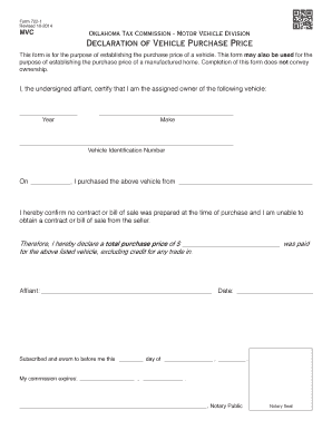 Vehicle Purchase Declaration Form