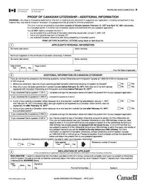 Pptc 001 Proof Of Canadian Citizenship - Fill Out and Sign Printable PDF  Template | signNow