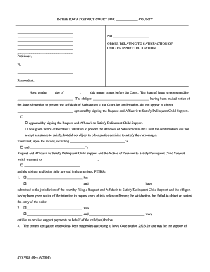 Child Support Satisfaction Form Iowa