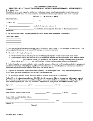 Affidavit Satisfy Delinquent  Form