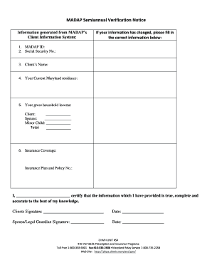 Madap Semi Annual Verification  Form