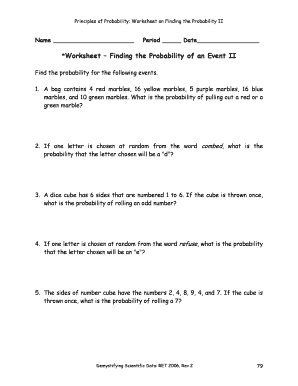 Worksheet Finding the Probability of an Event Ii Answer Key  Form
