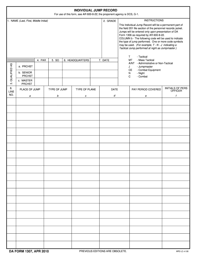 Da Form 1307