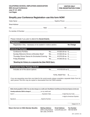 Pre Registration Form Template