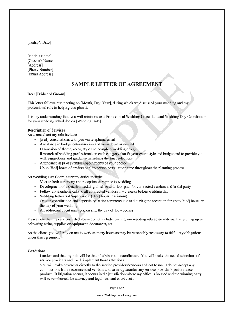 Wedding Planner Contract PDF  Form