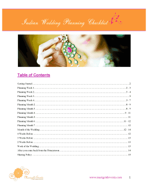 Hindu Wedding Checklist PDF  Form
