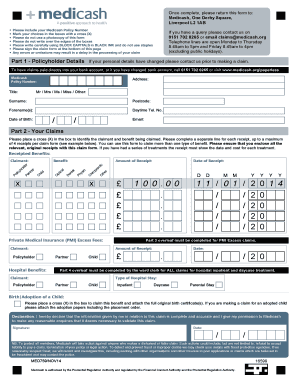  Medicash Claim Form 2014