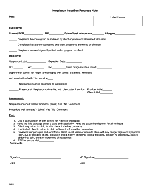 Insertion Progress Note Colorado  Form