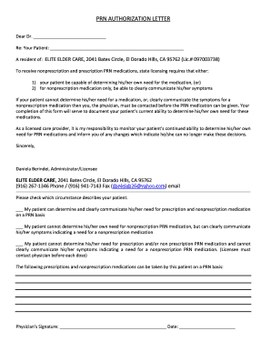 Prn Authorization Letter  Form