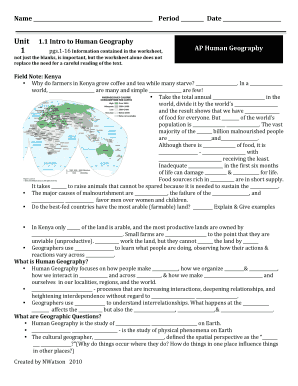 Human Geography Worksheets PDF  Form