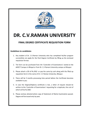 Cv Raman University Original Certificate  Form