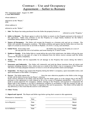 Use and Occupancy Agreement Template  Form