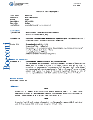 Bocconi Cv Template  Form