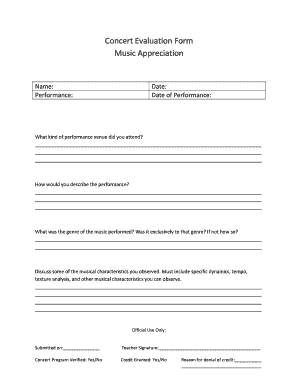 Concert Evaluation Worksheet  Form
