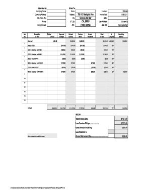 Progress Billing for Construction Sample  Form