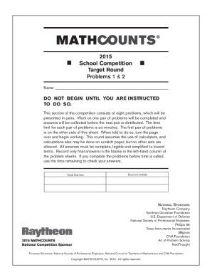 Mathcounts Chapter Sprint Round  Form