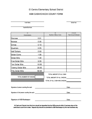 Cash Count Form