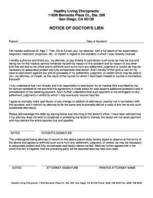 Printable Medical Lien Form