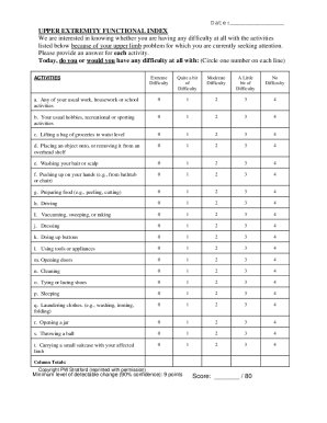 Functional Upper Extremity Levels PDF  Form