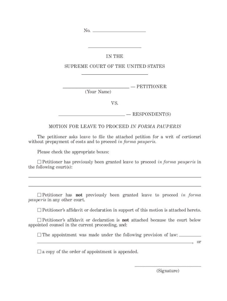  Guide to Filing in Forma Pauperis Cases PDF Supremecourt 2015-2024