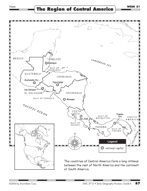 The Region of Central America Week 21  Form
