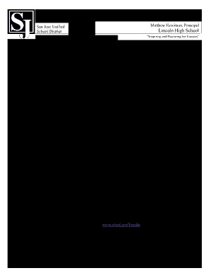 Lincoln High School San Jose Unified School District Sjusd  Form