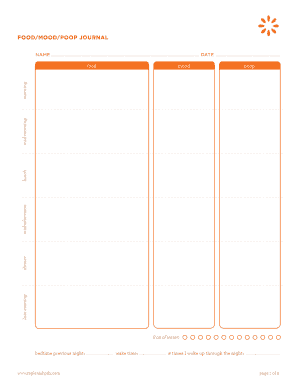 Food Mood Poop Journal Sheets  Form