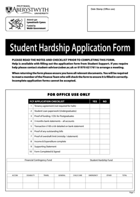 Student Hardship Application Form Aberystwyth University Aber Ac