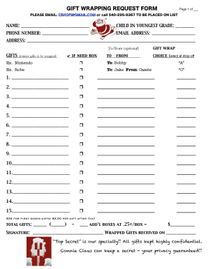 Gift Wrapping Request Form 1 Holy Cross Academy