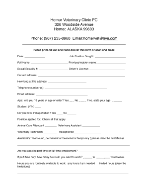 Clinic Job Forms Application