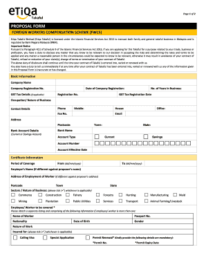 Etiqa Foreign Workers Compensation Form