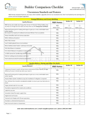 Builder Comparison Checklist  Form