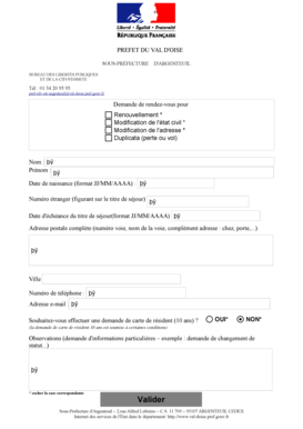 Pref Rdv Etr Argenteuil Val D&#039;oise Gouv Fr  Form