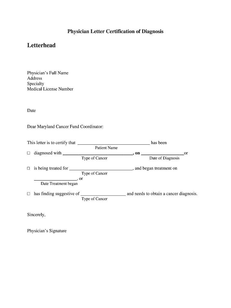 Letter of Diagnosis from Doctor  Form