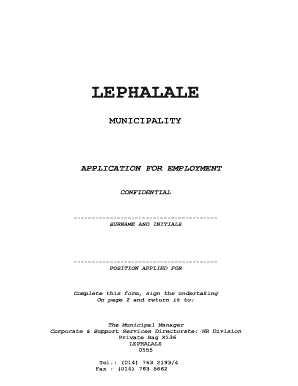 Lephalale Municipality Application Form