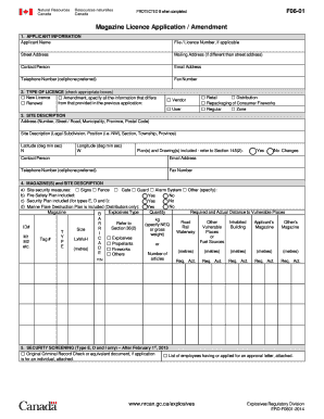 Magazine Licence Application Amendment Magazine Licence Application Amendment Nrcan Gc  Form