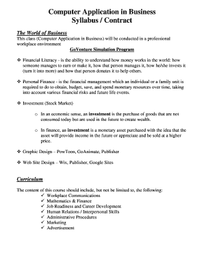 Computer Application in Finance PDF  Form