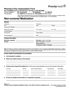 Priority Health Prior Authorization Form PDF