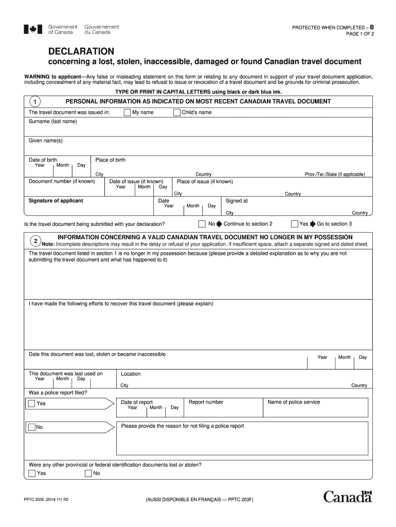 Pptc 445 Form Canada