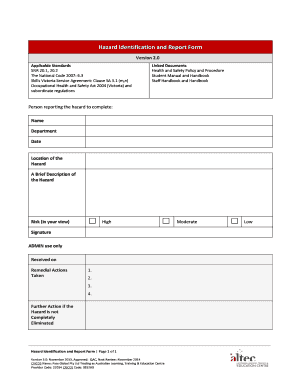 Hazard Identification and Report Form Home Altec Vic Edu