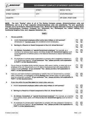 Boeing Conflict of Interest Questionnaire  Form