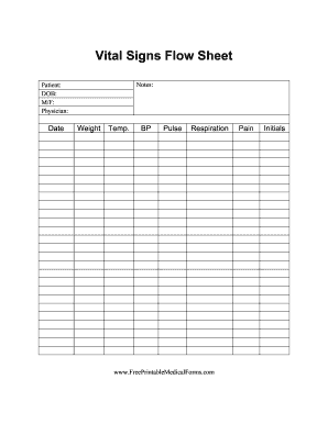 Printable Vital Signs Chart