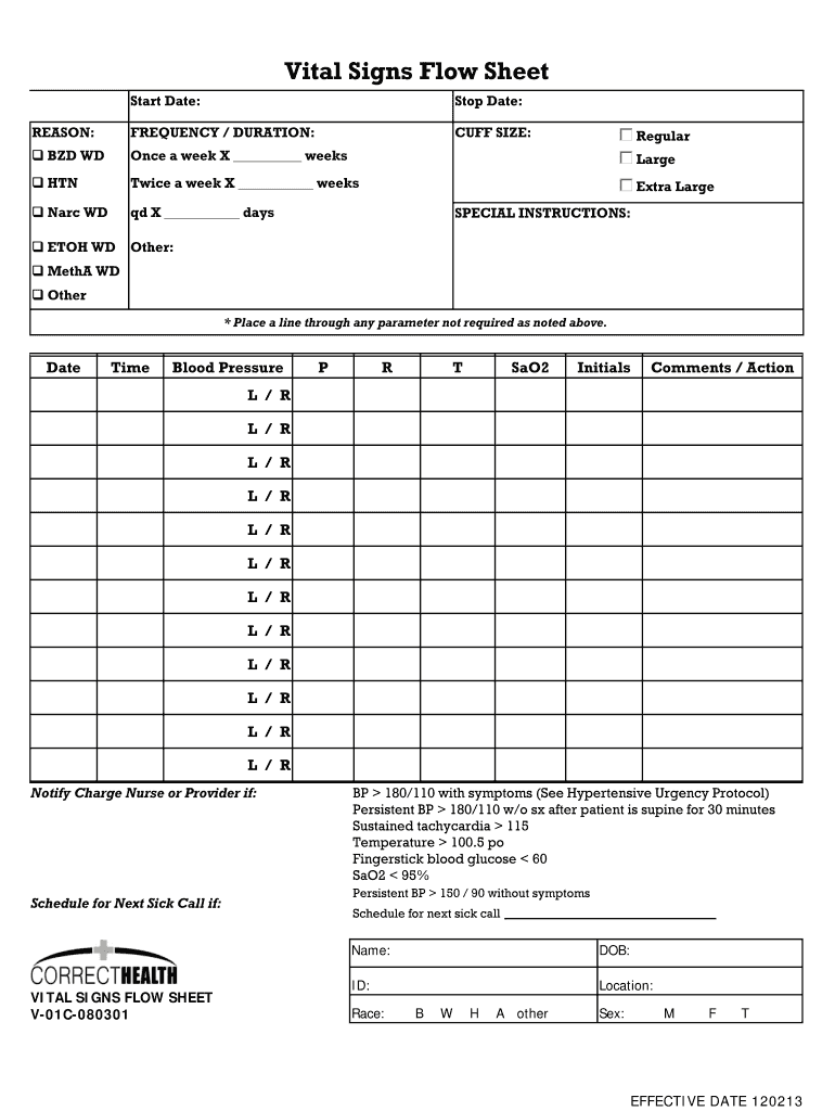 Microsoft Office InfoPath Vital Signs Flow Sheet  Form