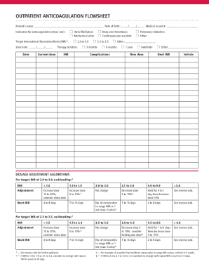 Anticoagulation Flowsheet  Form