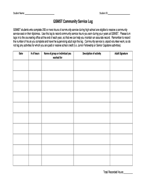 Gsmst Community Service Log  Form