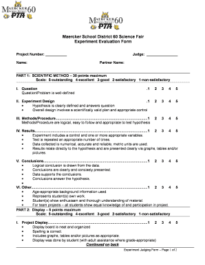Science Fair Evaluation Sheet  Form