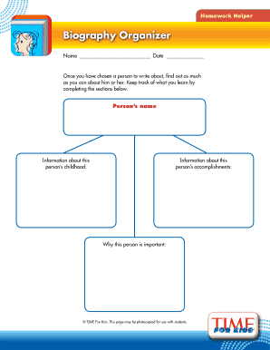 Biography Organizer Time for Kids  Form