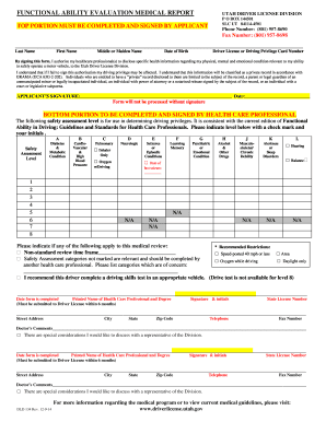 Get and Sign Printable Utah State Functional Ability Evaluation Medical Report Form 2014-2022