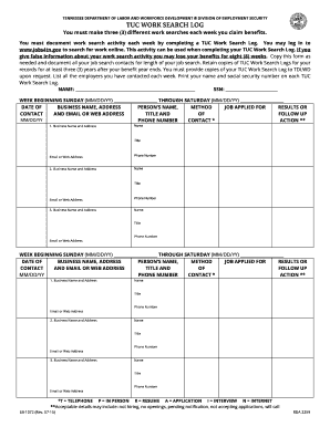  TUC Work Search Information 2015-2024