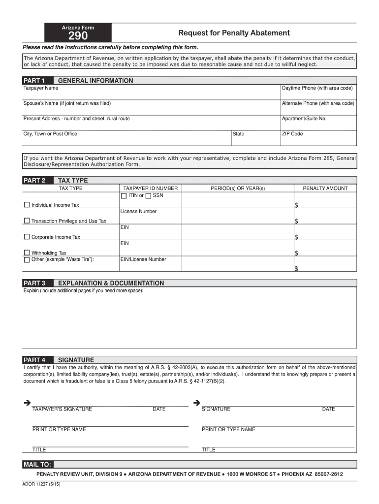  Form 290 2015